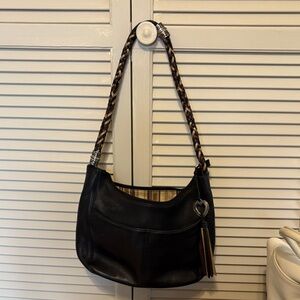 Brighton Black Shoulder Bag with Braided Strap